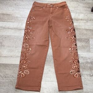 Altar'd State Terracotta Floral Straight Leg Jeans Size 26 women’s